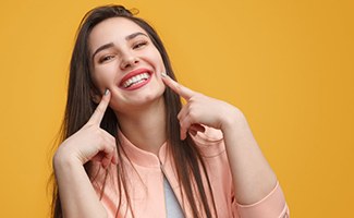 Lady shows off pretty smile