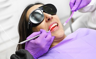 A patient getting laser gum surgery