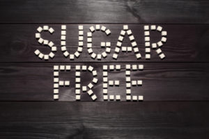 Sugar cubes spelling out sugar free