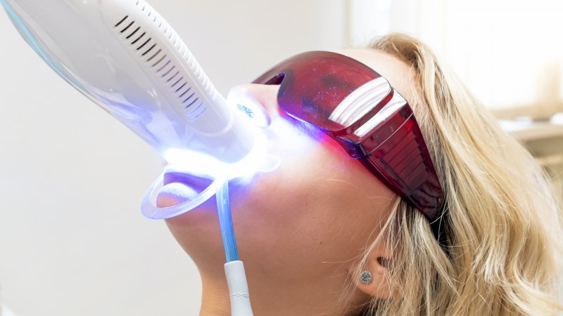 person undergoing teeth whitening