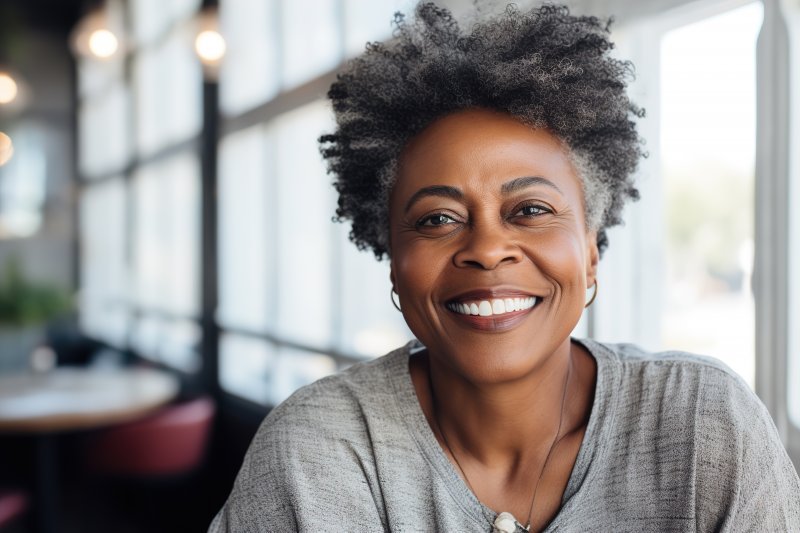 older woman with complete smile